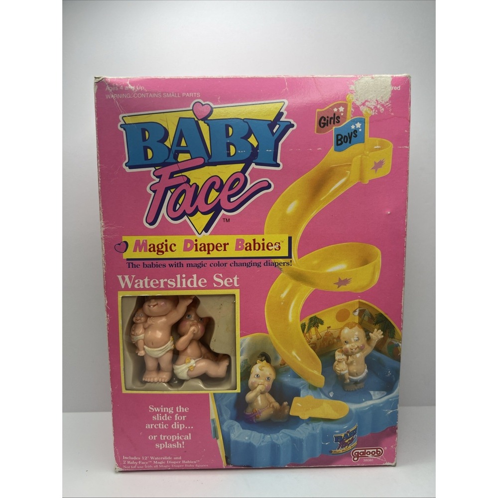 Vintage Galoob Magic Diaper Babies Waterslide Playset Complete Box Instructions